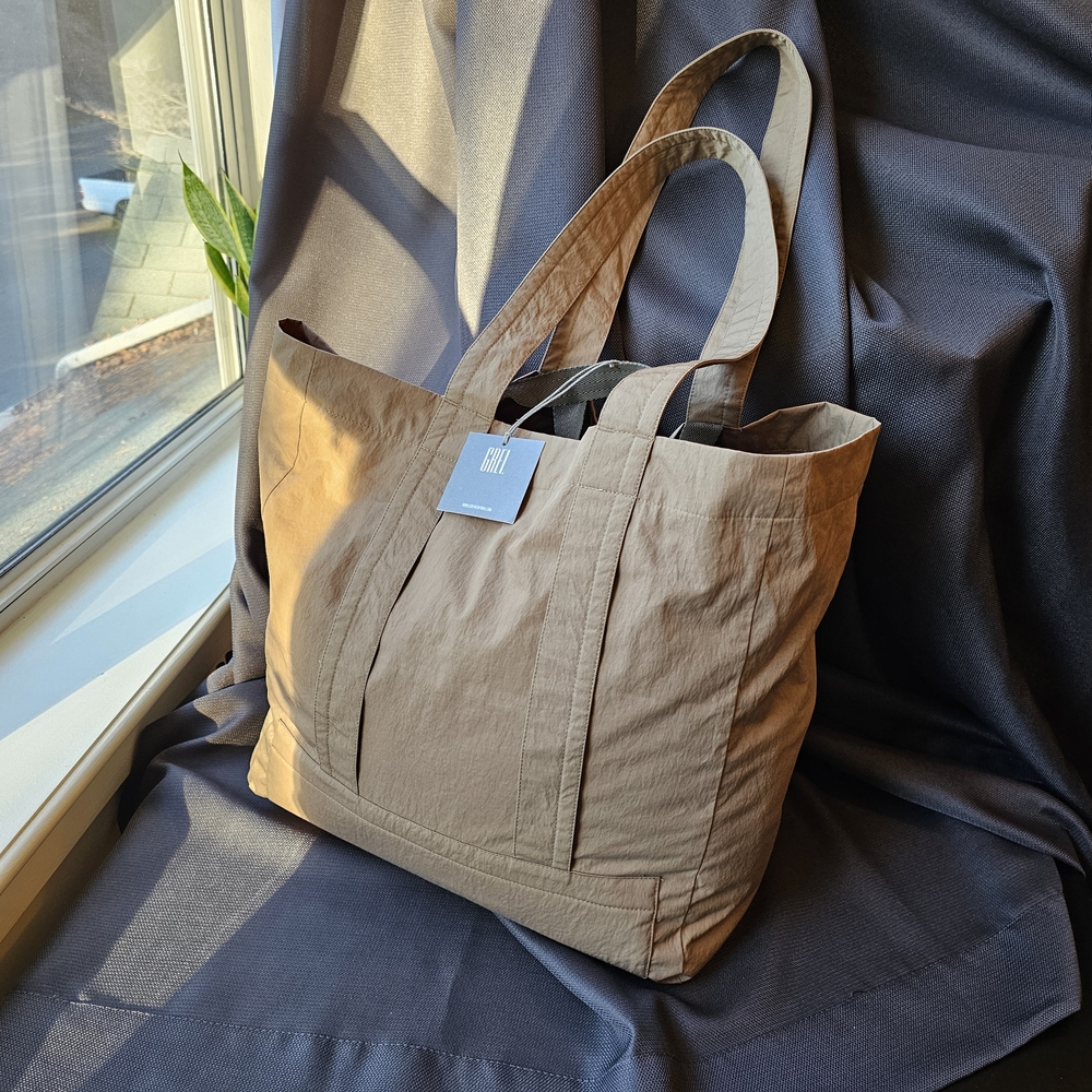 Medium Tote Shoulder Bag, Dark Khaki, Nylon Grei NYC